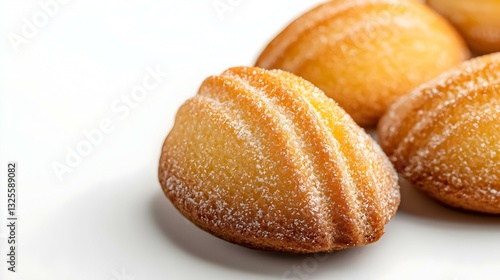closeup of madeleines cake on white background