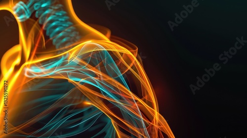 Obraz na płótnie Abstract Glowing Human Shoulder Anatomy w salonie