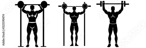 Muscular Fitness Boy Silhouette Lifting Barbell – Perfect for Workout Inspiration