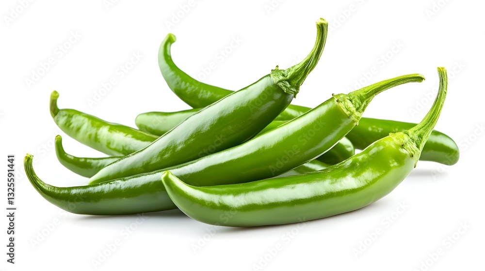 Group of green chili pepper isolated on white Group of green chili pepper isolated on white