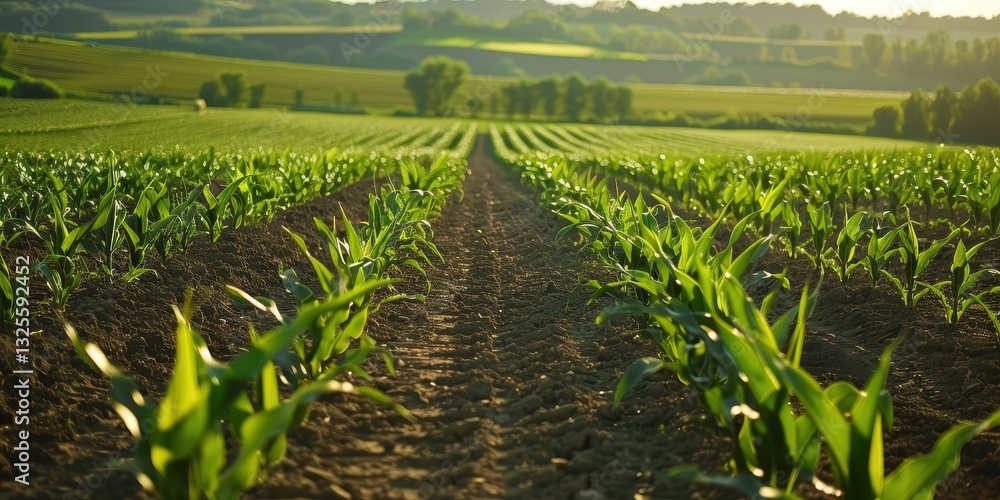 Stunning Cornfield Landscape at Dawn