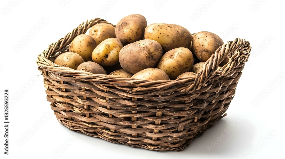 Potato basket on white background horizontal Potato basket on white background horizontal