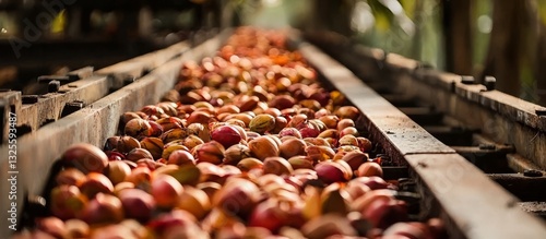 Wallpaper Mural Fresh palm oil fruits are processed on a conveyor at a mill in East Kalimantan. Torontodigital.ca