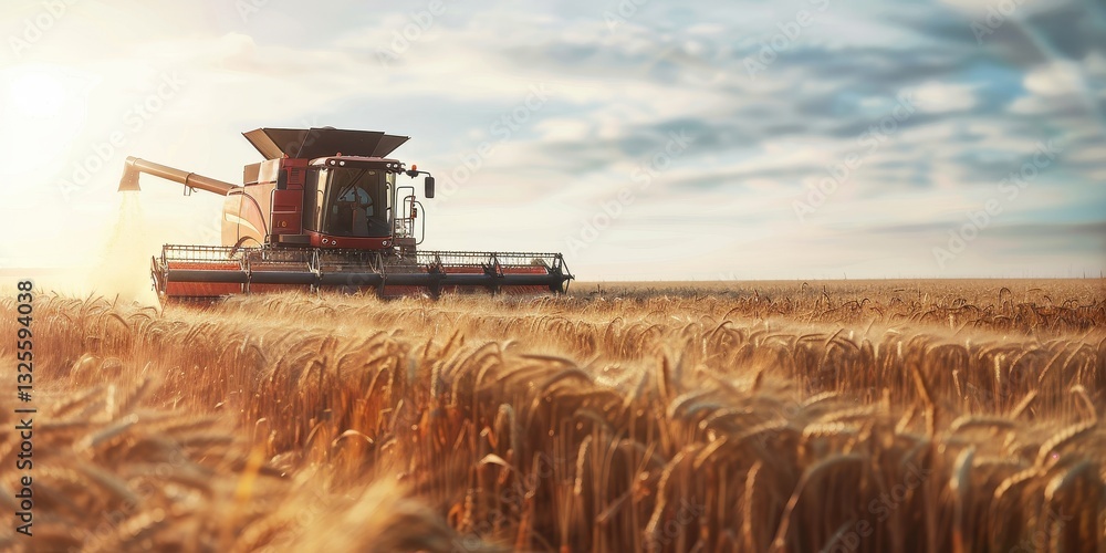 Fototapeta premium Golden Wheat Harvest in a Sunny Field