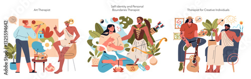 Psychotherapists. Flat Vector Illustration