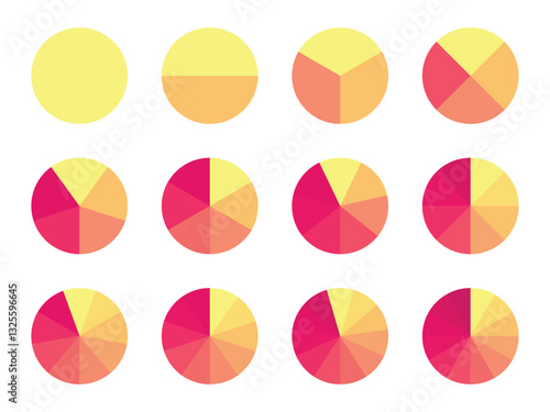  1 to 12 circle parts flat design