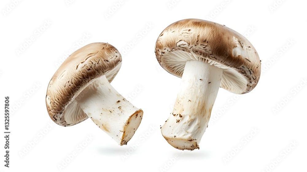 Falling mushroom champignon isolated on white Falling mushroom champignon isolated on white