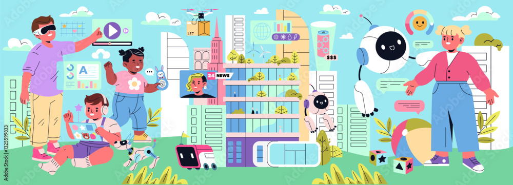 Fototapeta premium Beta Generation. Flat Vector Illustration