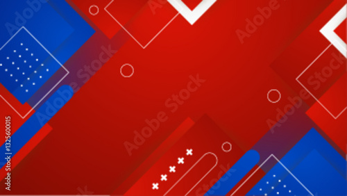 chic abstract geometric shapes with red and blue background design vector illustration