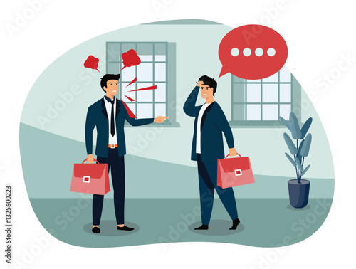 Business conflict concept. Angry boss complaining.