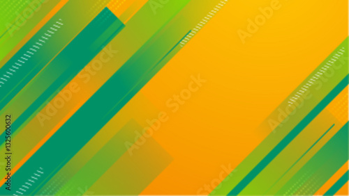 simple and trendy abstract green and orange geometric with shape background vector