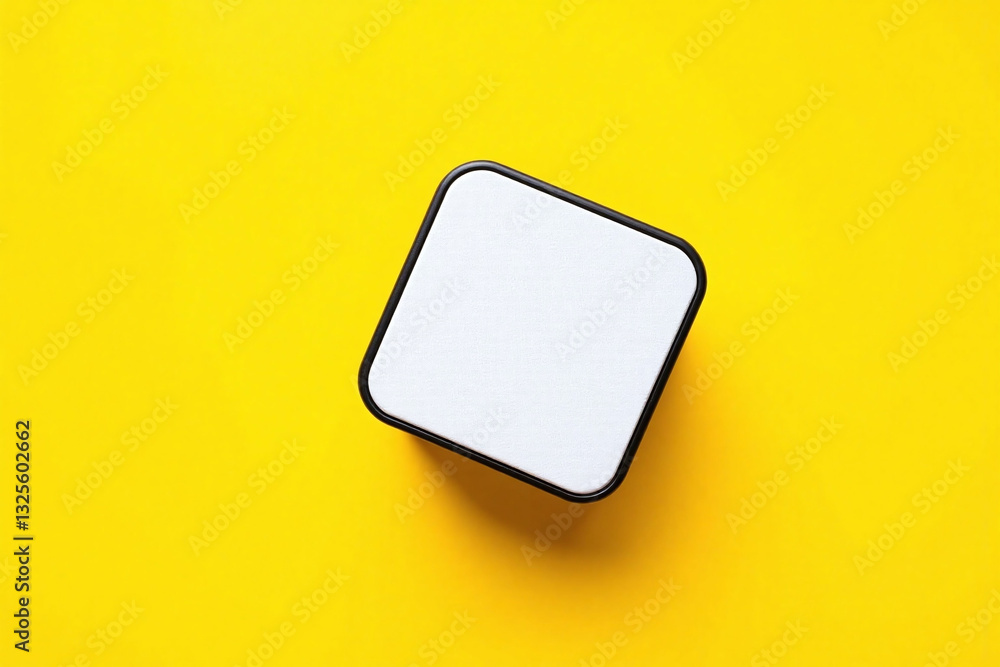 Flat lay rectangular object speaker black frame white panel Flat lay rectangular object speaker black frame white panel