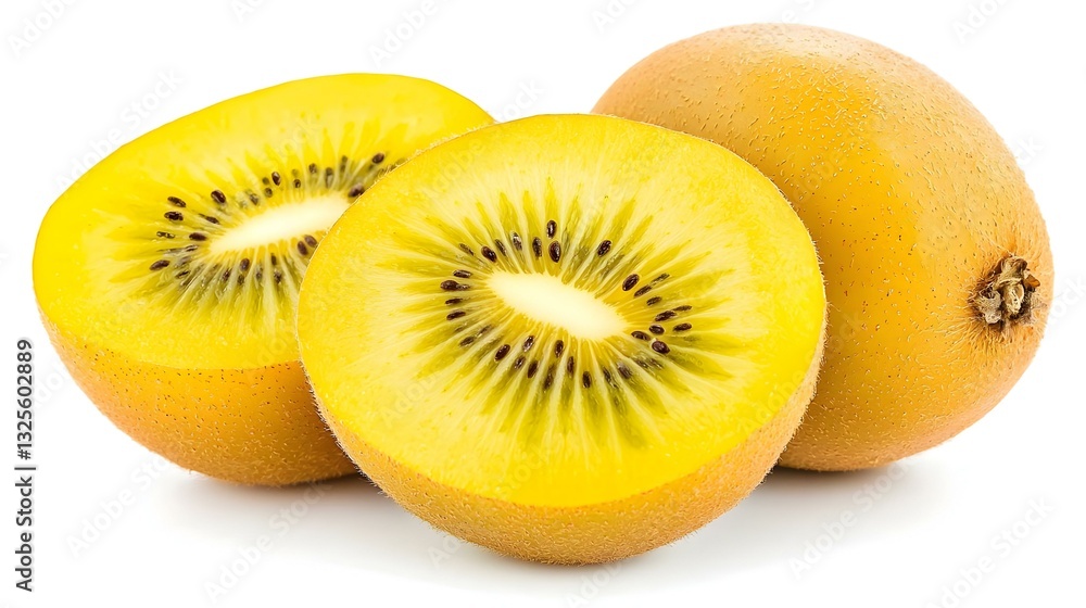 Whole ripe yellow kiwi isolated on white Whole ripe yellow kiwi isolated on white