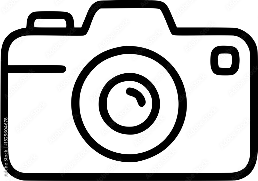 Camera in outline icon style, media and technology theme. Camera in outline icon style, media and technology theme.