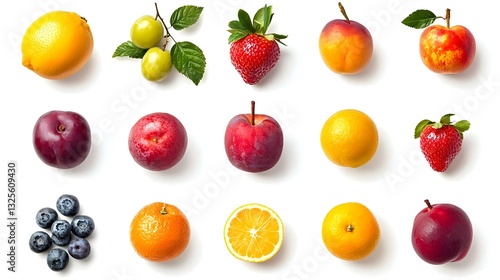 Fototapeta Naklejka Na Ścianę i Meble -  set of fruits isolated on white background