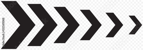 Simple white chevron arrows, isolated, pointing rightward in sequence, creating dynamic forward movement. Clean geometric design ideal for interface elements or directional indicators. EPS 10.