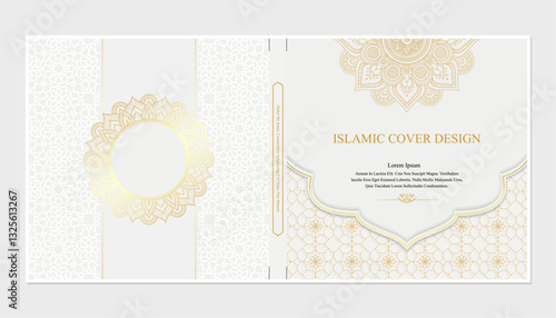 Arabic Islamic Style Book Cover Design with Arabic Pattern and Interlaced photo frame