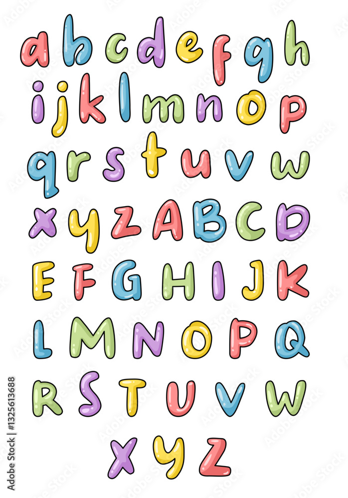 set of cartoon alphabet. uppercase, lowercase and numerical cute alphabet. set of cartoon alphabet. uppercase, lowercase and numerical cute alphabet.