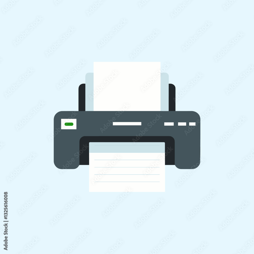 Office Printer with Paper Sheets in a Minimalist Illustration Office Printer with Paper Sheets in a Minimalist Illustration