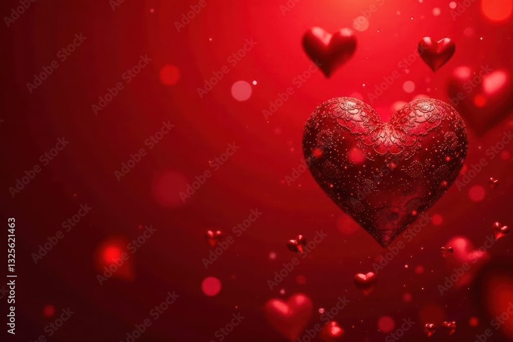 A Crimson Celebration Ornate Heart and Shimmering Red Background for Romantic Designs A Crimson Celebration Ornate Heart and Shimmering Red Background for Romantic Designs