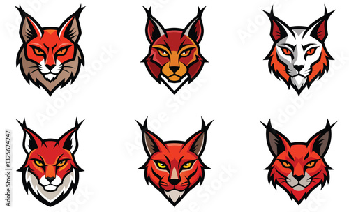 Caracal head mascot logo design vector