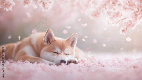 Shiba in Springtime Serenit...