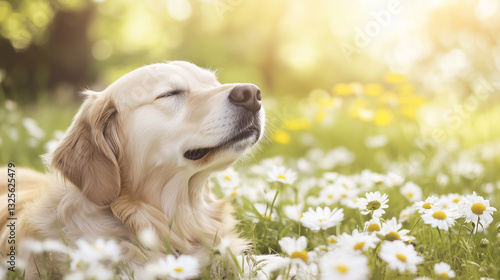 Golden Retriever in a Flowe...