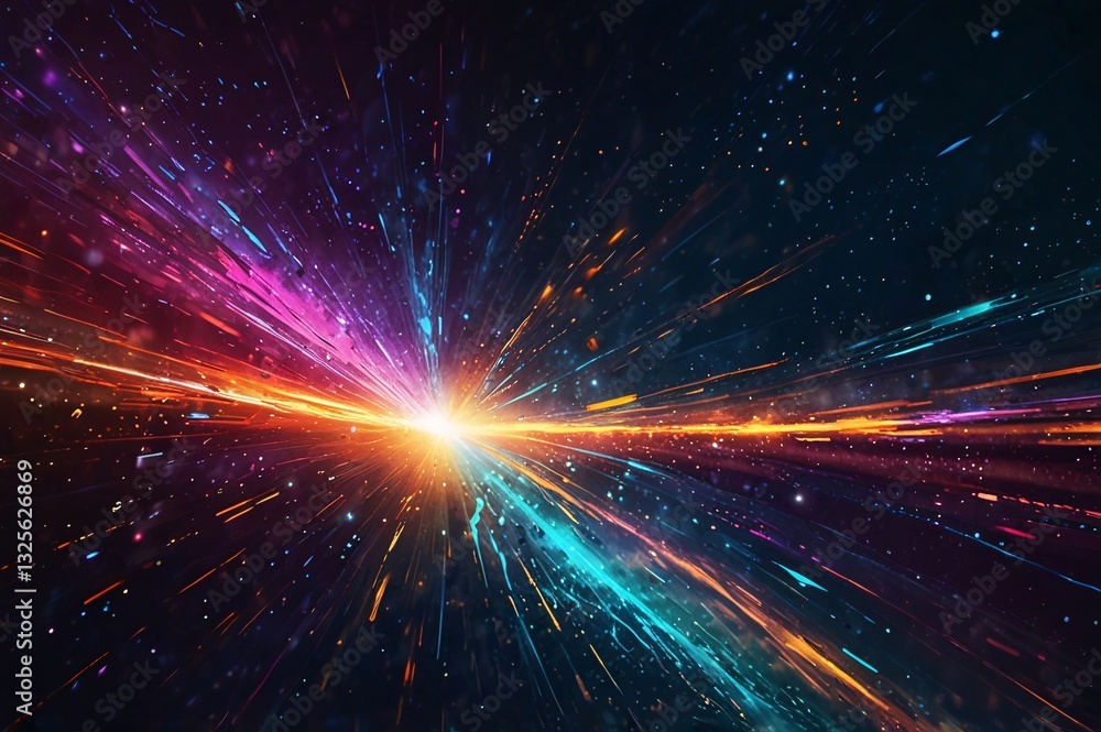 Naklejka premium Vibrant Cosmic Energy - Neon Light Streaks & Galactic Glow V5