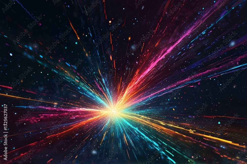 Naklejka premium Vibrant Cosmic Energy - Neon Light Streaks & Galactic Glow V7