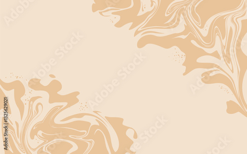 Marble acrylic swirl pattern. Coffee, caramel or chocolate liquid texture. Abstract beige brown psychedelic waves print background.