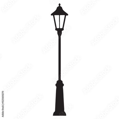 Vintage Street Lamp Silhouette Illustration for Urban Landscape Design