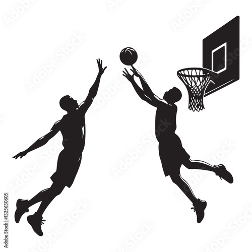 Basketball Players Silhouette Vector Illustration for Competitive Game Designs