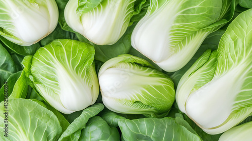 Fresh Bok Choy: An appetizing close-up shot of fresh, vibrant bok choy, showcasing its crisp leaves and appealing texture, perfect for culinary creations.