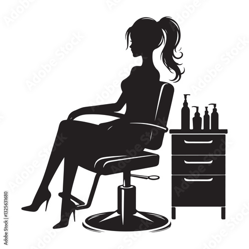 Hair Salon Silhouette Beauty Parlor Stylist Chair Vector Design