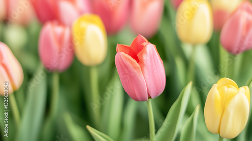 Vibrant Tulip Garden: A clo...