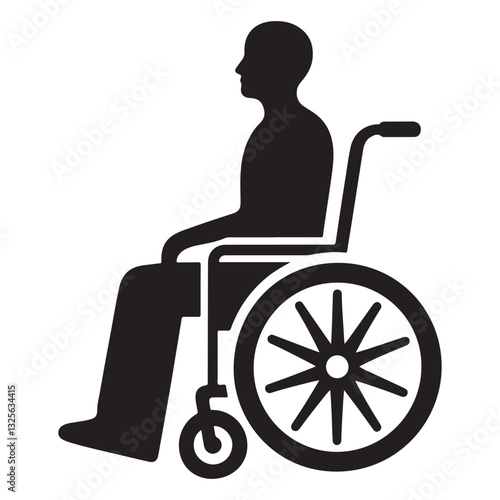 Simple wheelchair silhouette symbol for accessibility assistance and support