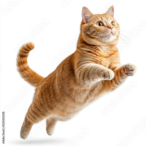 Wallpaper Mural Ginger Cat Leaping Against White Background Torontodigital.ca