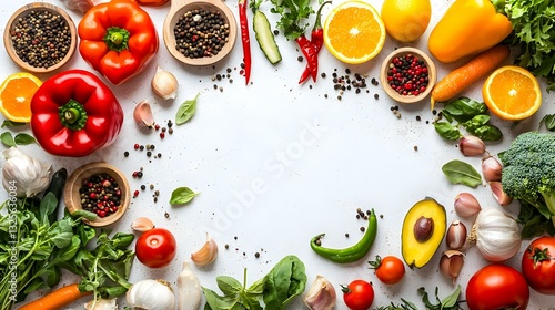 Fruits and Vegetables isolated on white background