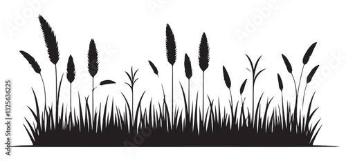 Tall Grass Silhouette Vector Graphic Field Meadow Nature Element