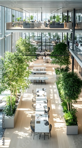 Canvastavla Modern Office Interior with Abundant Greenery and Natural Lighting