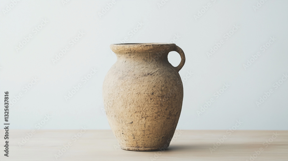 Timeless Pottery: A simple and elegant antique ceramic jug or vase, displayed in a studio setting, showcasing its classic shape and textured surface Timeless Pottery: A simple and elegant antique ceramic jug or vase, displayed in a studio setting, showcasing its classic shape and textured surface