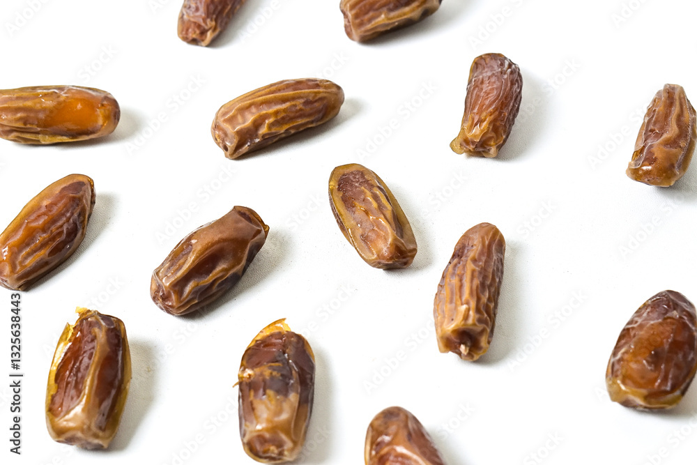 Close up view of kurma tunisia or sweet dried dates palm fruits. Dates fruit isolated on white background. Clipping path. High angle, above, Clipping path. Close up view of kurma tunisia or sweet dried dates palm fruits. Dates fruit isolated on white background. Clipping path. High angle, above, Clipping path.