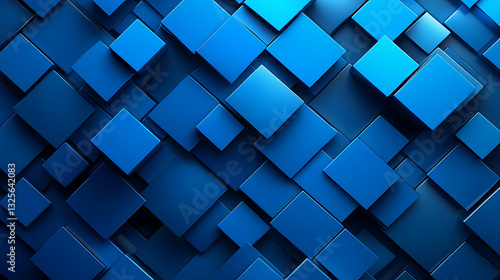 Fototapeta Naklejka Na Ścianę i Meble -  3d render blue wooden cubes block texture abstract background. AI image