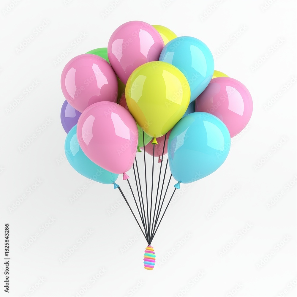 Naklejka premium Pastel Balloons and Easter Egg Festive Spring Celebration