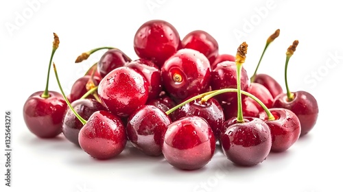 Obraz na płótnie Pile of fresh cherries isolated on white background w salonie