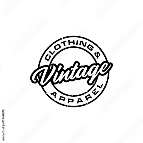Classic apparel clothing logo design rounded shape badge  stamp fashion label frame