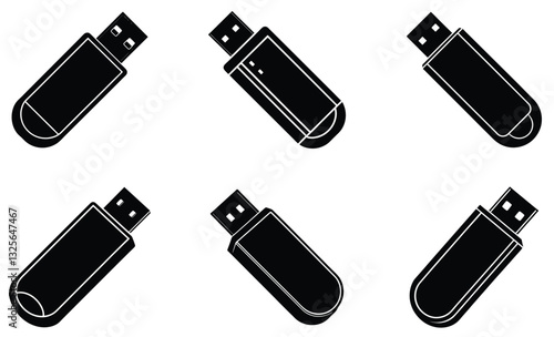 USB Stick silhouette vector