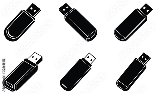 USB Stick silhouette vector