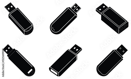 USB Stick silhouette vector