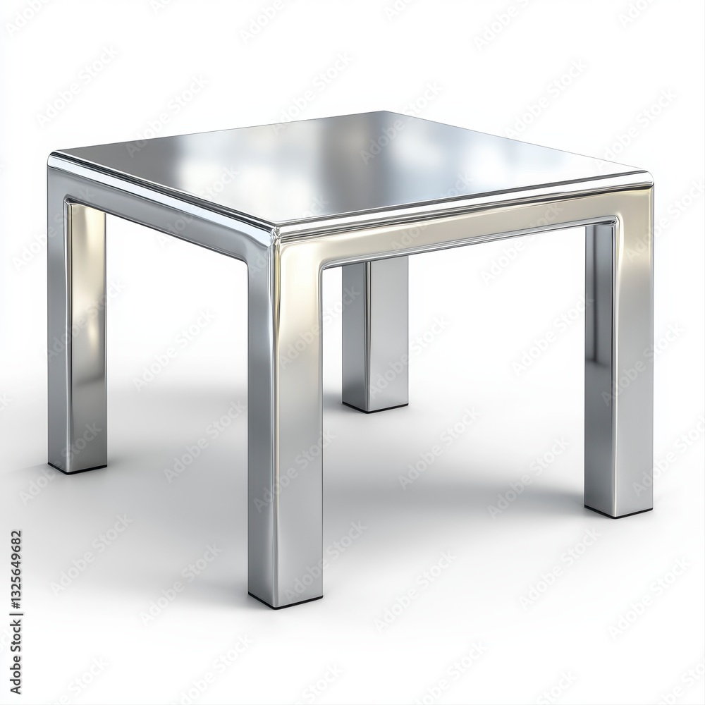 Sleek Chrome Square Coffee Table on White Background Sleek Chrome Square Coffee Table on White Background
